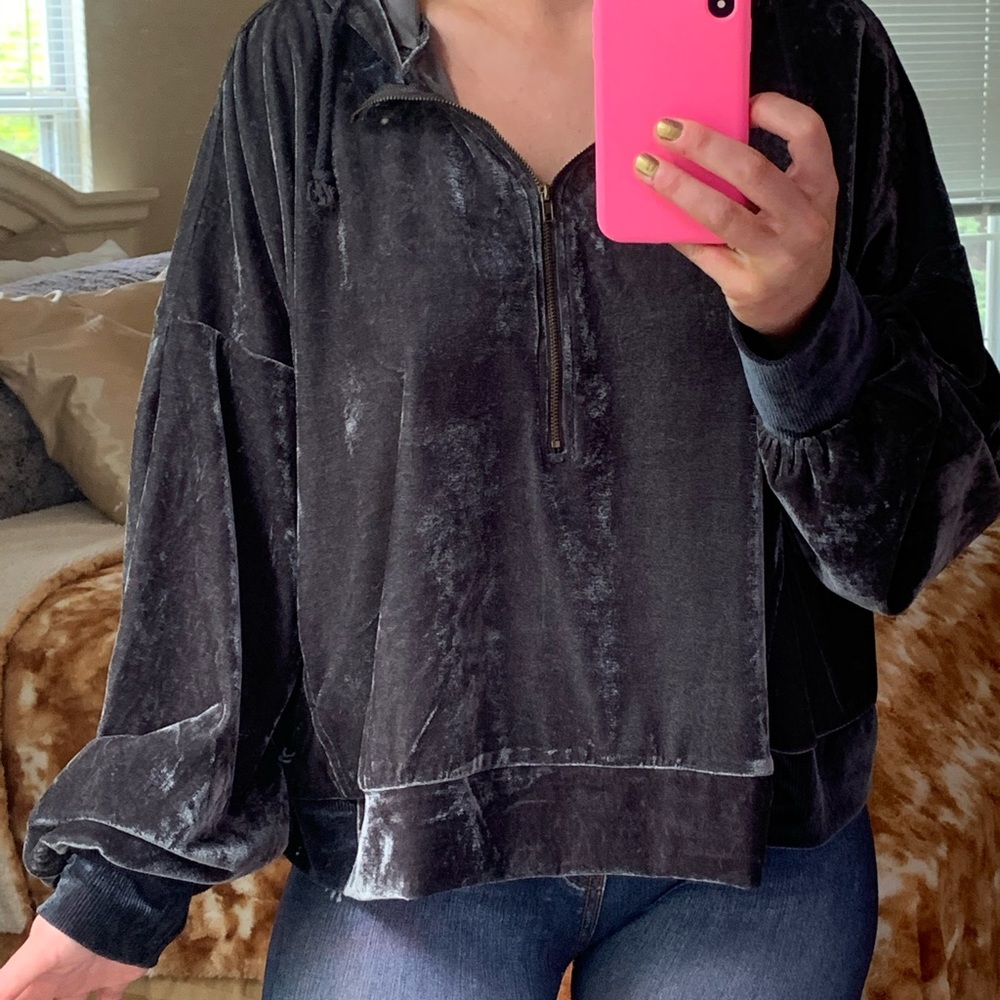 Anna Grace boutique velour half zip pullover
